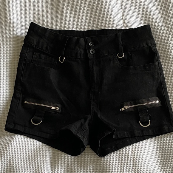 Hot Topic Pants - 3 for 15$! Hot Topic Black High Waist Punk Booty Shorts with Zippers & loops.